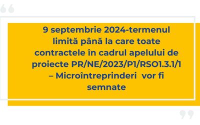 Prelungirea termenului limită de semnare a contractelor pentru Microîntreprinderi până la data de 9 septembrie 2024